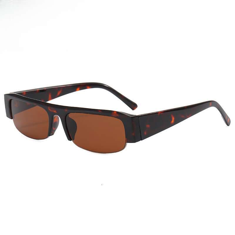 Designer Square Half-Frame Glasses Women Vintage Small Narrow Thick Temple Non-Prescription Eyewear