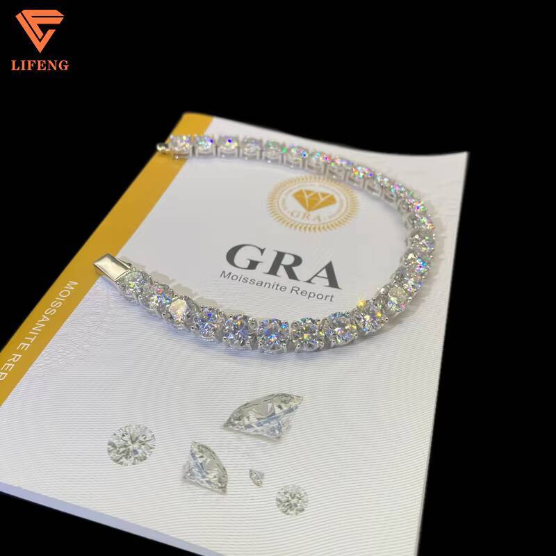 Lifeng Jewelry 8mm Tennis Chain Bracelet Fashion Round VVS Moissanite Silver White Gold Color Diamond Bracelet