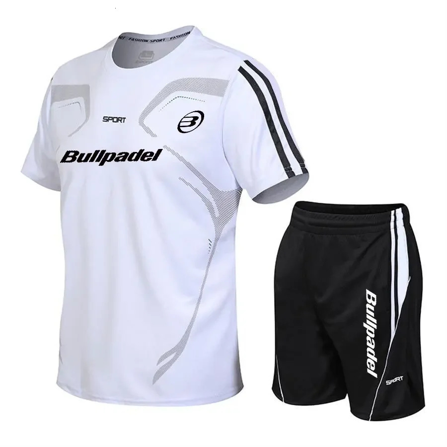 Summer Mens padel sports Sets Breathable Running Short Sleeve T ShirtShorts Tees Tops Quick Drying 2 Piece Set 260416