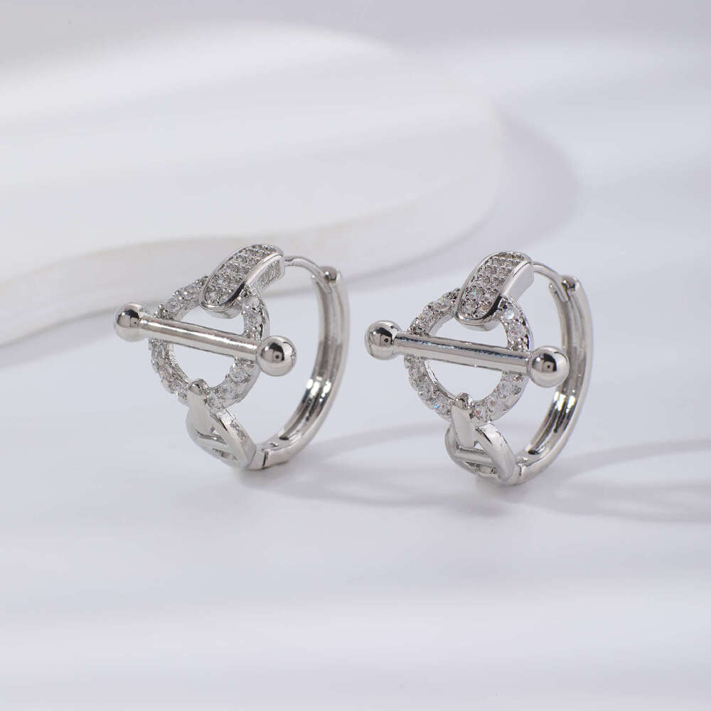 Kashi Autumn New European And American Style O-Shaped Design Irregular Geometric Zircon Earrings Valentine's Day Birthday Gift