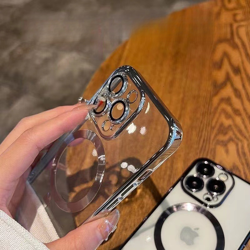 Compatible iPhone Phone Electroplated Magnetic Lens Film with Tail Apple 16 Soft Case MagSafe Cover