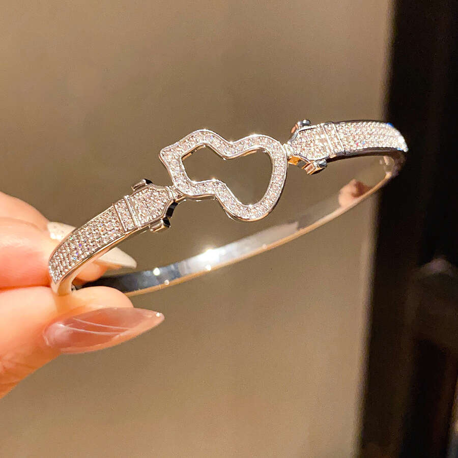 Zirconia Inlaid Gourd Hollow Buckle Simple Design Versatile Bracelet Niche Light Luxury Elegant Jewelry Wholesale