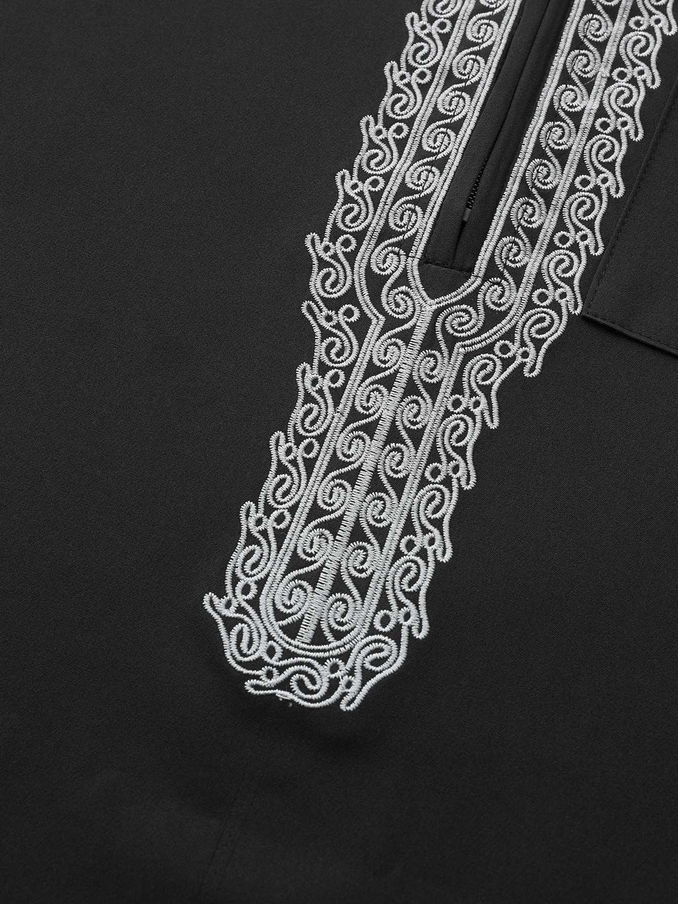 New Moroccan thobe long-sleeved embroidered hood design Muslim man abaya Islamic loose man W251216