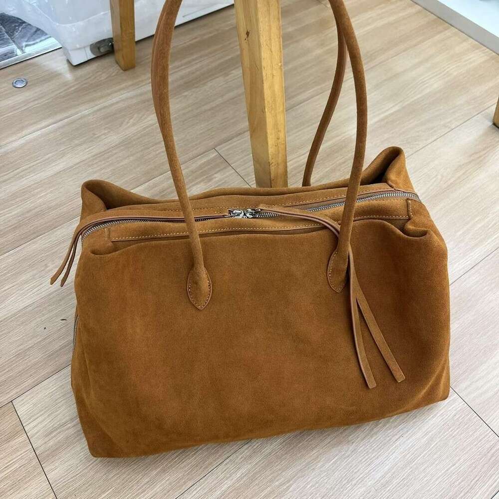 2026 Fall Winter New Large Capacity Genuine Leather Tote Bag For Women Suede Cowhide Minimalist Shoulder Underarm Bag Fashion Commute Handbag SENYY