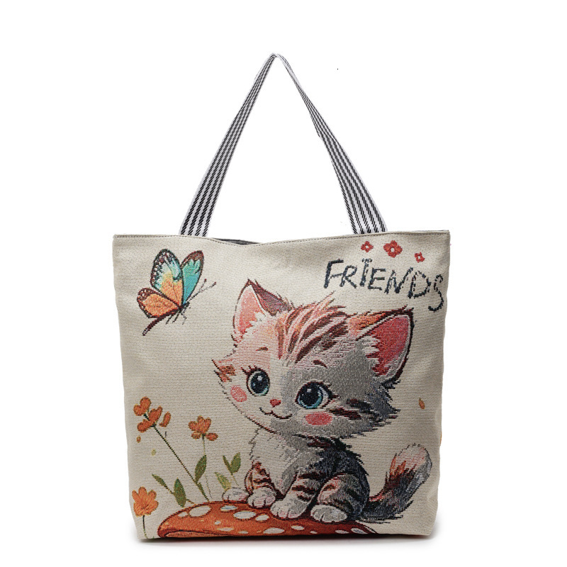 Korean Style Large Capacity Linen Canvas Shoulder Bag for Women 2025 New Trend Versatile Cute Casual Handbag Tote Bag