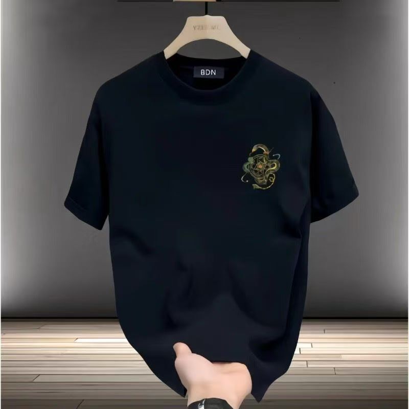 2026 Extra Large Designer Cotton Luxury Fashion Printed Mens Basic Short Sleeve Top Fat Brother Loose Breathable Outdoor Leisure Versatile T-shirt