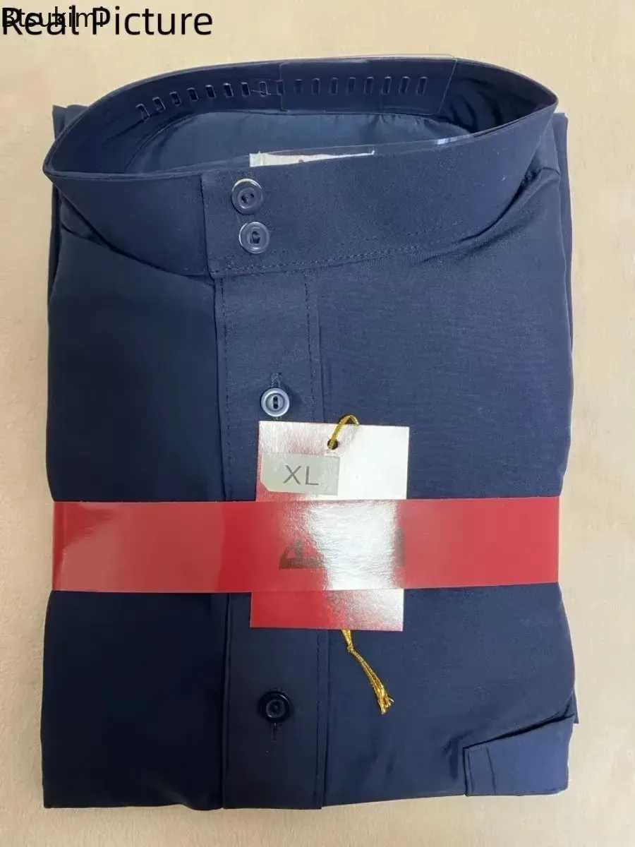 Mens Muslim Robe Islamic Ramadan Juba Kaftan Dishdash Arabian Robe Solid Color Long Sleeve Collar Loose T-shirt Dress Tunic New W251216