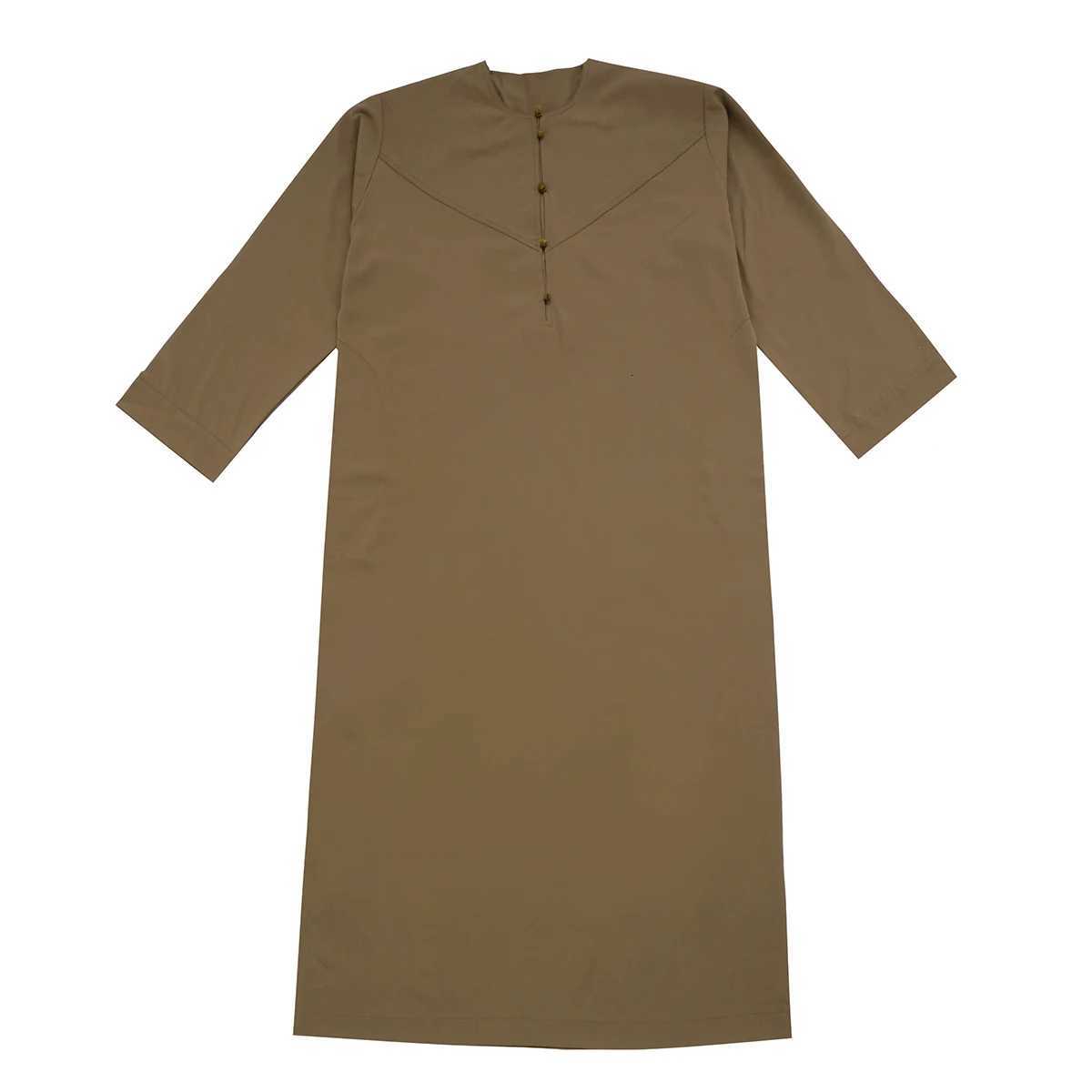 TH839 Mens Muslim Middle Eastern Men Long Sleeves Pure Color Buckle Robe Ramadan Eid Jubba Thobe W251216