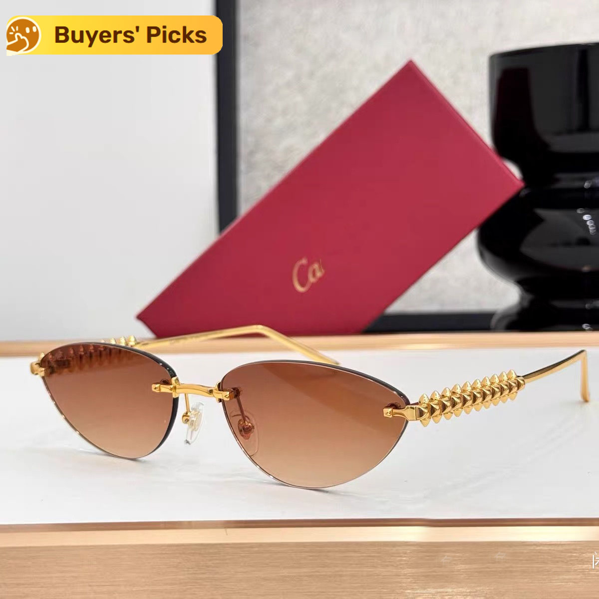 2026 Designer Sunglasses for Men and Women - Classic Cat Eye Frame - Composite Metal Rimless Optical Glasses with Original Box Ca88089