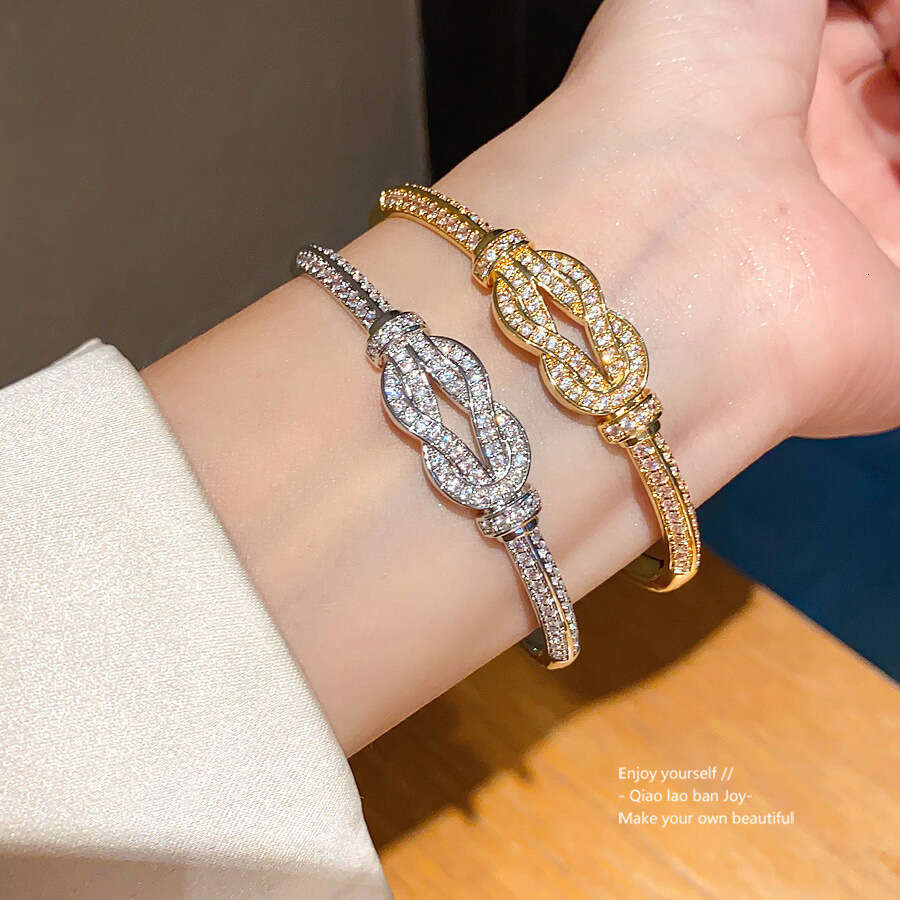 Zirconia Inlaid Knot Wrap Clasp Bracelet, Unique Simple Design, Versatile Wristband, Niche Fashion, High-End Feel Jewelry