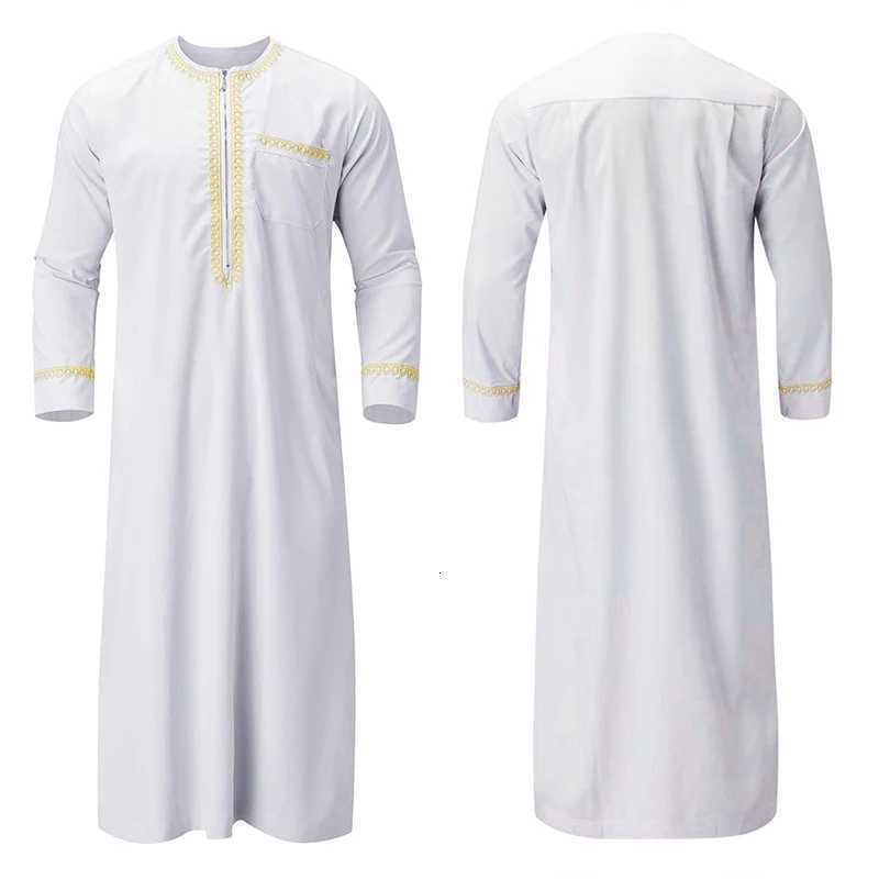 Men s Traditional Moroccan Kaftan Robe with Intricate Gold Embroidery Long Sleeves and Loose Fit for Ethnic Style Costume W251216