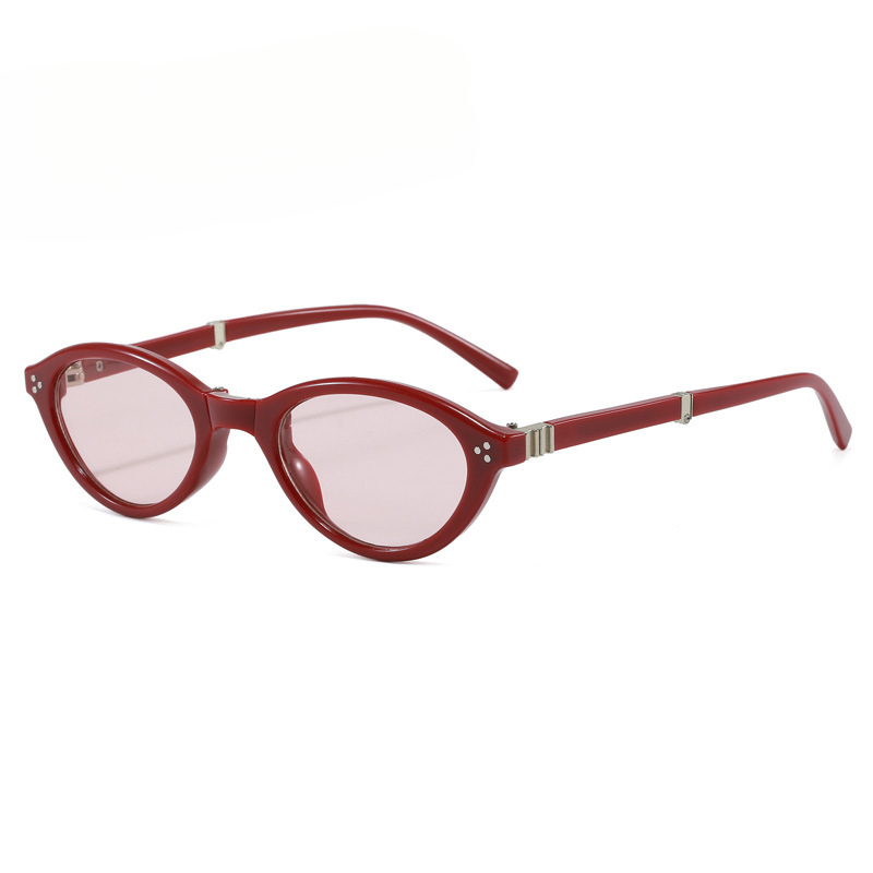 Women Foldable Cat Eye Glasses Oval Butterfly Small Frame Retro Lightweight Casual Eyewear