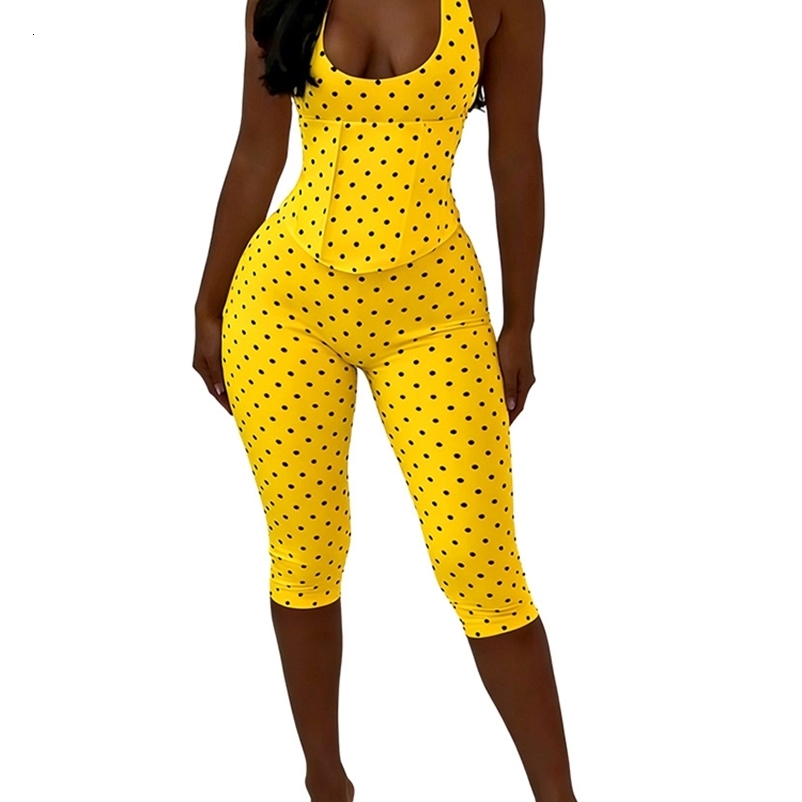 Chic Summer Print Polka Dot Slim Elastic Jumpsuit Women Halter Backless Bandage Playsuits Pants 260416