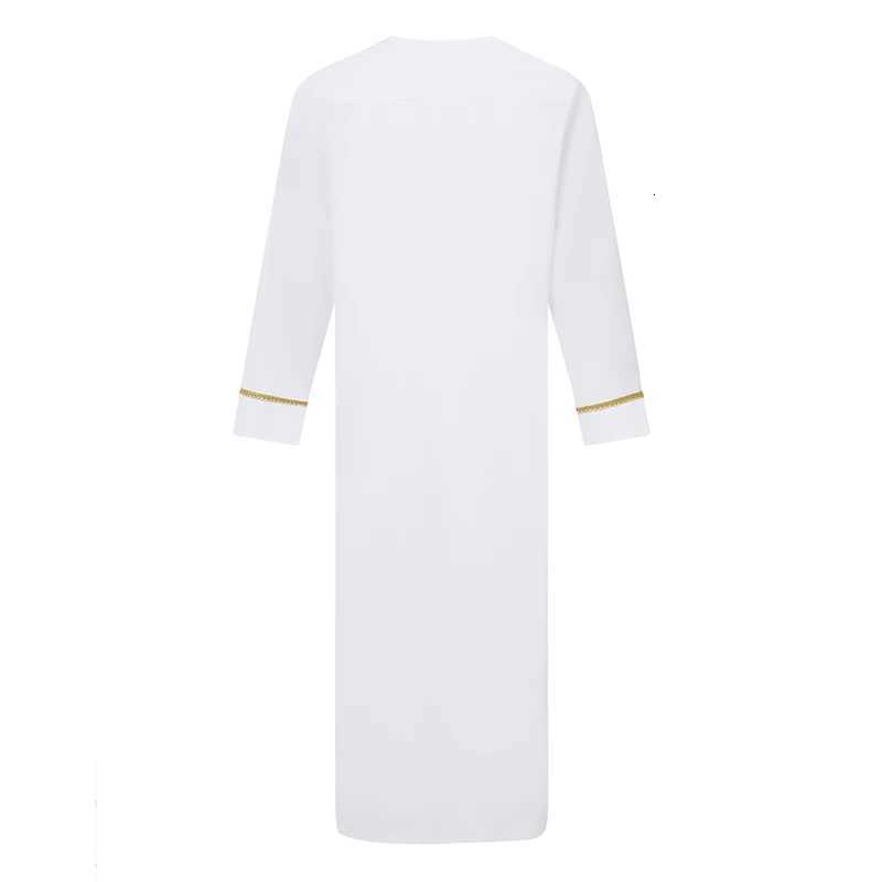 Men s Traditional Moroccan Kaftan Robe with Intricate Gold Embroidery Long Sleeves and Loose Fit for Ethnic Style Costume W251216