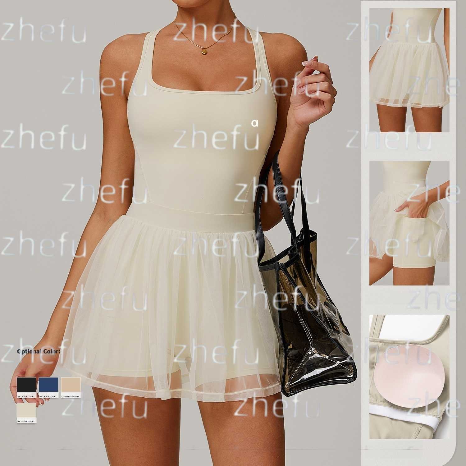 Two Environmentally Friendly Recycled Dresses Mesh Breathable Speed Drying Sports Running Anti Light Tennis Skirt jumpsuit