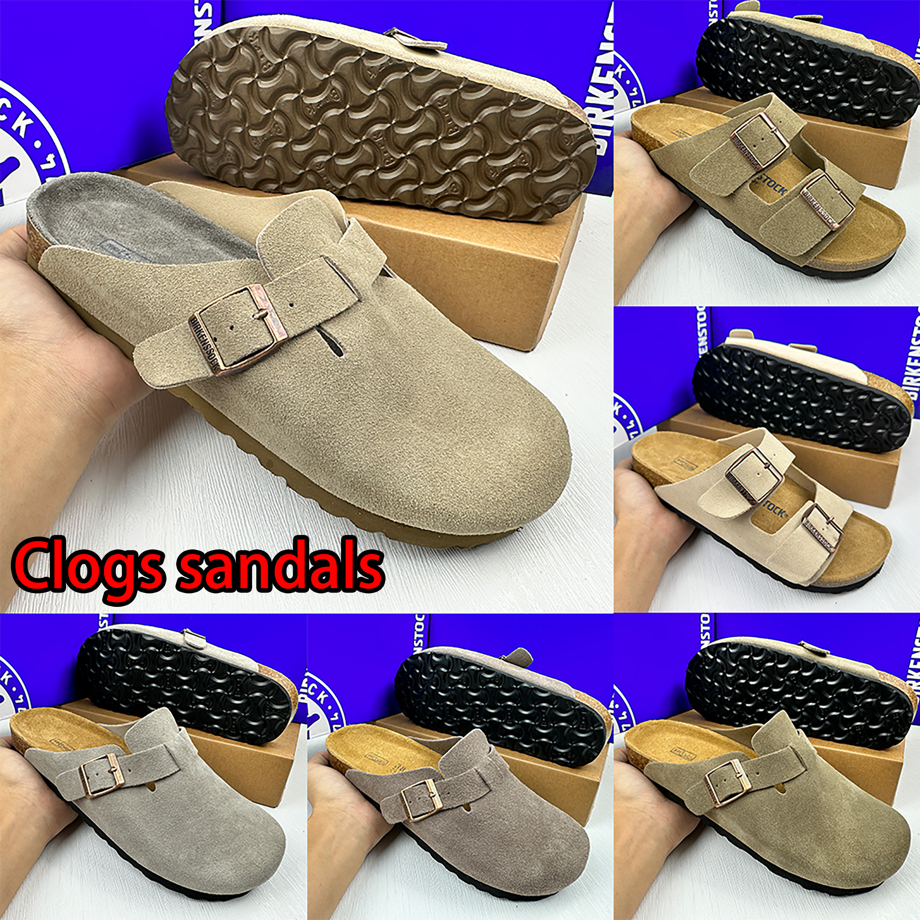 designer Clogs shoes Arizona sandals Boston slides Slippers Cork Flat High Quality Fashion Summer Genuine Leather Slide Favourite Beach Casual Shoes Women Men shoe