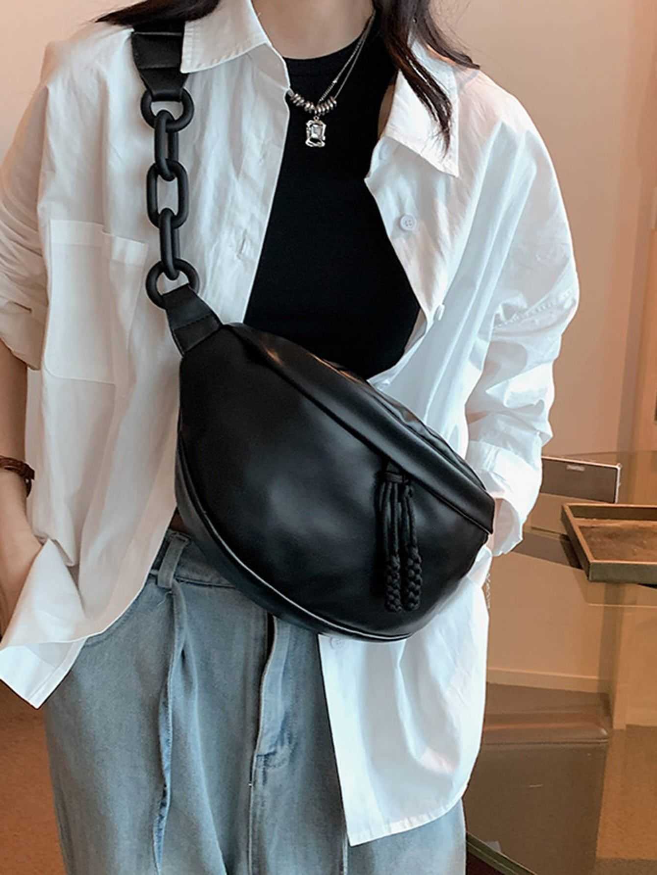 Hot-selling Korean-style large-capacity crossbody bag or clutch bag for women, 2024 new model, soft leather PU, simple and rugged chain strap, crossbo