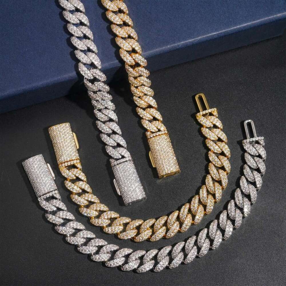 Custom 10k 14k Real Solid Gold Miami Cuban Link 20KT LG Dia Chain for Rappers Man VVS Moissanite Necklace Women
