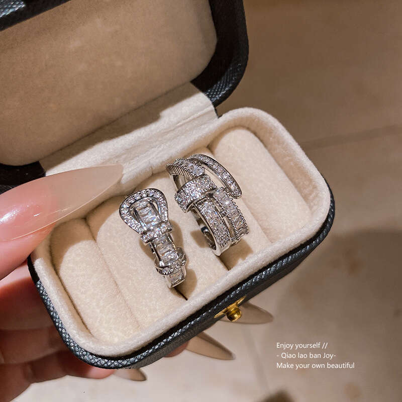 Double Layer Geometric Rectangle Open Light Luxury Cold Style Index Finger Ring Fashion Niche Design Sense Jewelry Wholesale