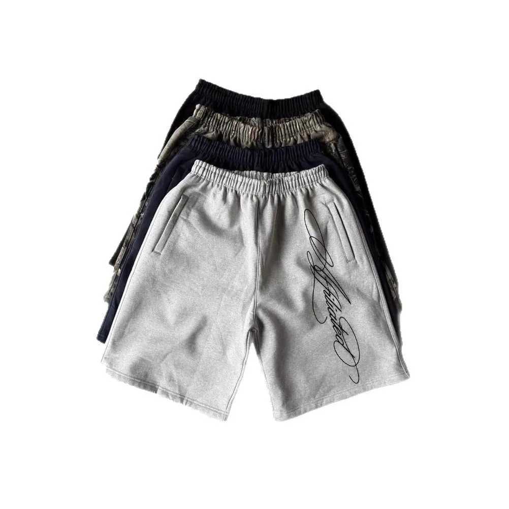 American Letter Embroidered Shorts Men Y2K Retro Casual High Street Trendy Brand High Waist Oversized Straight Casual Shorts X260417