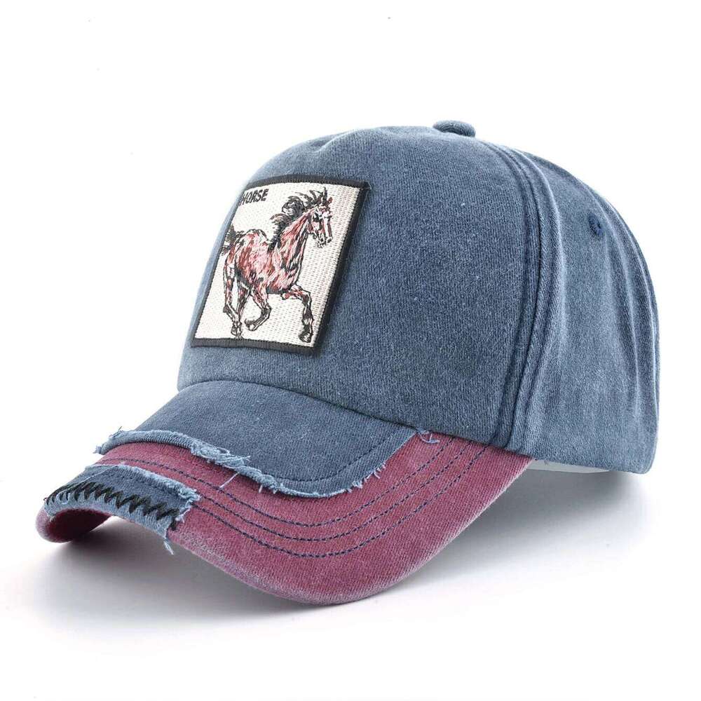 Vintage Denim Baseball With Embroidery Horse Patch Men Snapback Hip Hop Dad Hats Women Four Seasons Adjustable Visor Cap