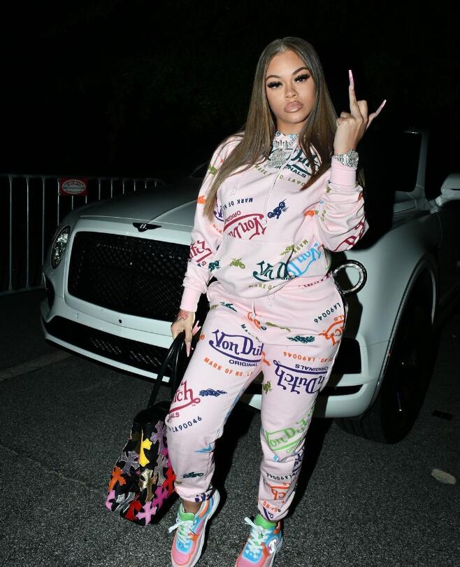 YX9259 Women's Tracksuits Long Sleeve Two Piece Set Chic Printed Sweatshirt Top And High Waist Sport Pants Casual Outfits