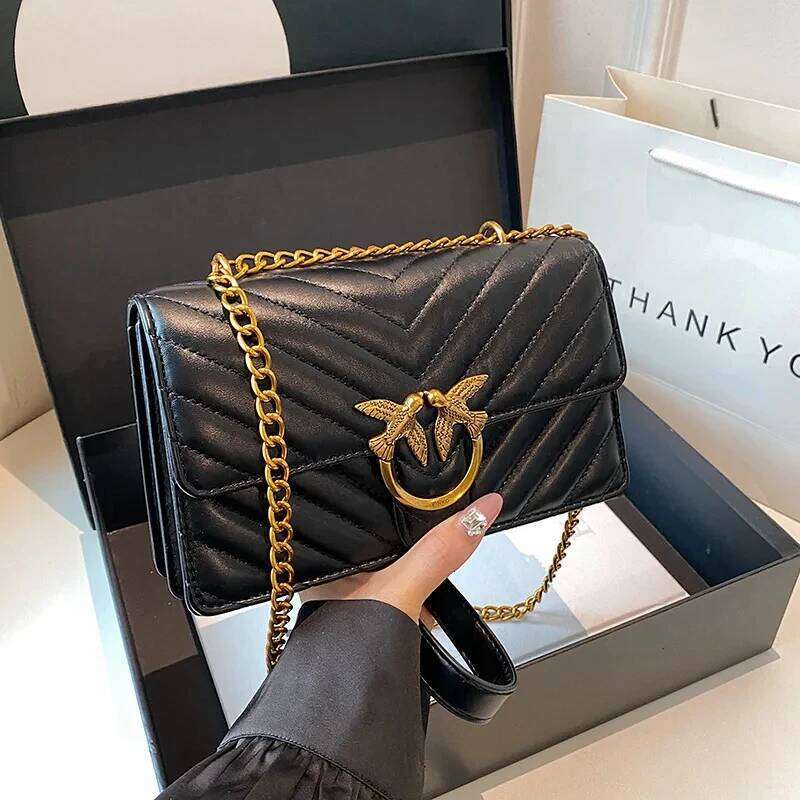 Women's chain swallow high-end fashion versatile shoulder and crossbody bag, women's embroidered small square bag