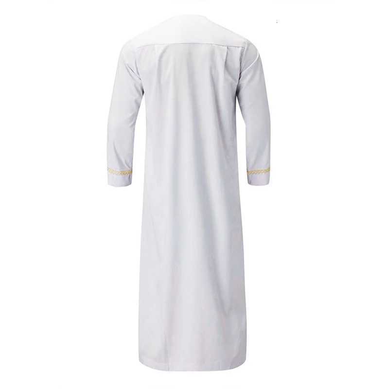 Men s Traditional Moroccan Kaftan Robe with Intricate Gold Embroidery Long Sleeves and Loose Fit for Ethnic Style Costume W251216