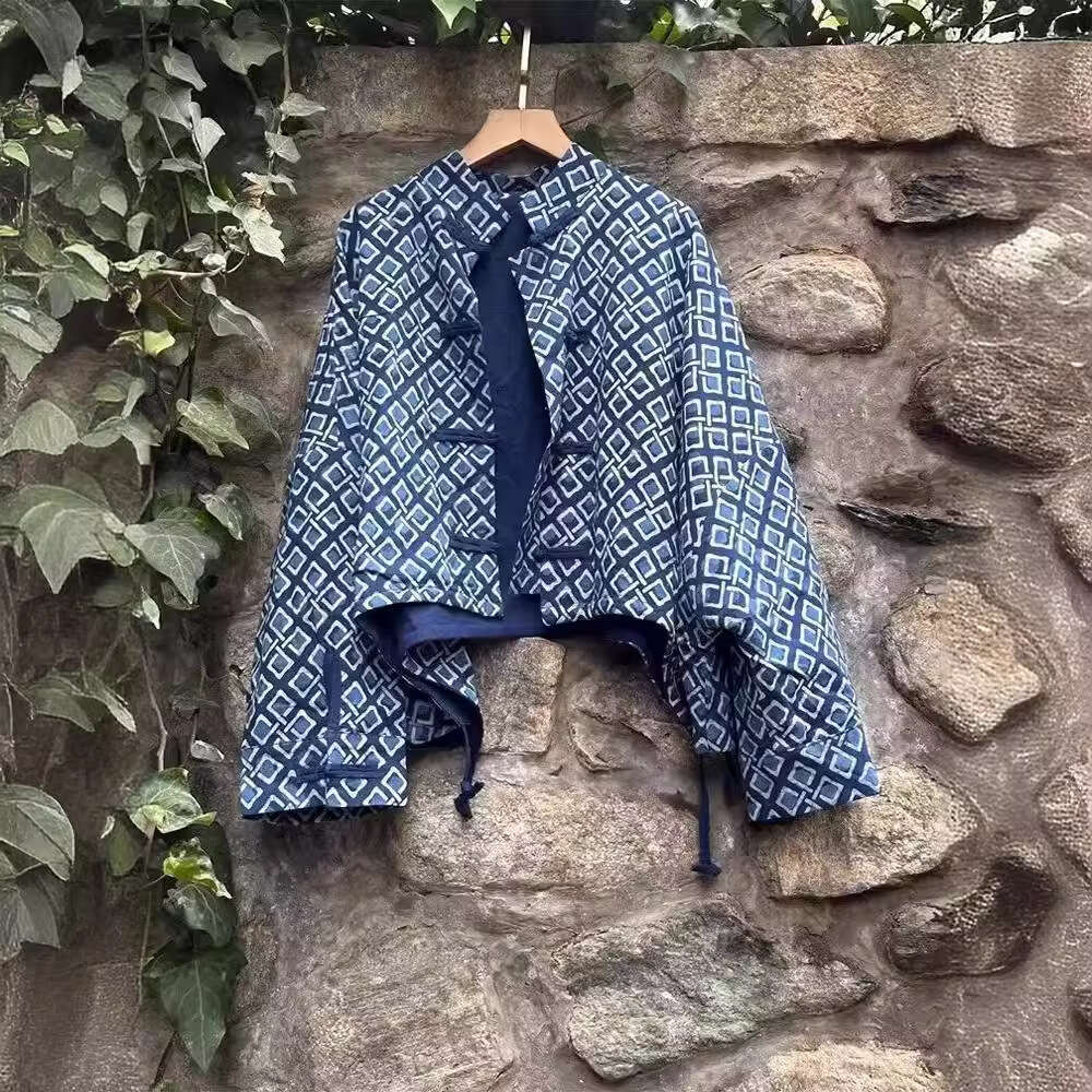 2026 New Chinese Style Women's Jacket Heavy Duty Elegant Unique Frog Button Plaid Coat Fashion Retro National Style Spring Autumn Outerwear MAKOU