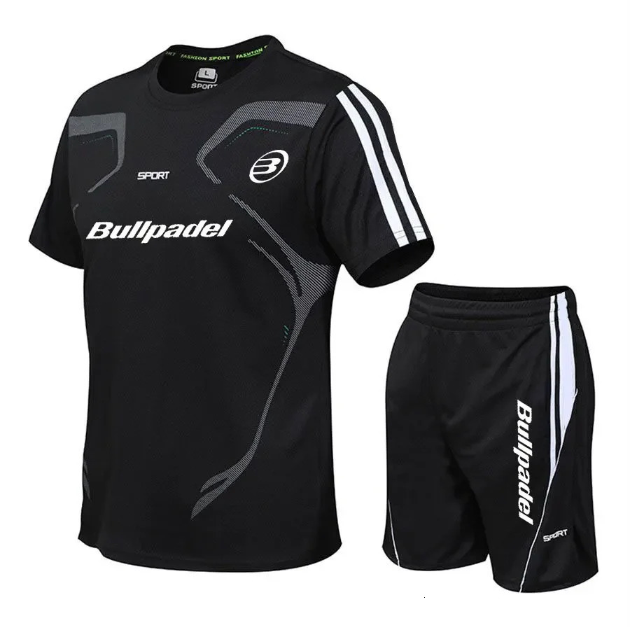 Summer Mens padel sports Sets Breathable Running Short Sleeve T ShirtShorts Tees Tops Quick Drying 2 Piece Set 260416