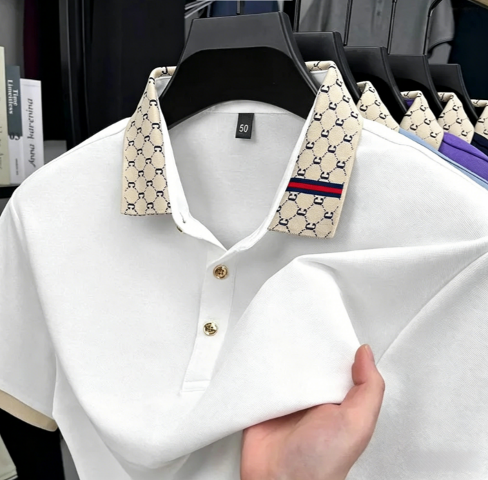 Men's Polos 2026 Luxury High End Jacquard Collar Shirt Breathable Business Casual Top Polo Men T Shirts