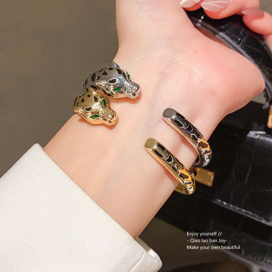 18K Real Gold Plated Zircon Leopard Open European And American Fashion Elegant Bracelet Light Luxury High-End Sense Jewelry For Women