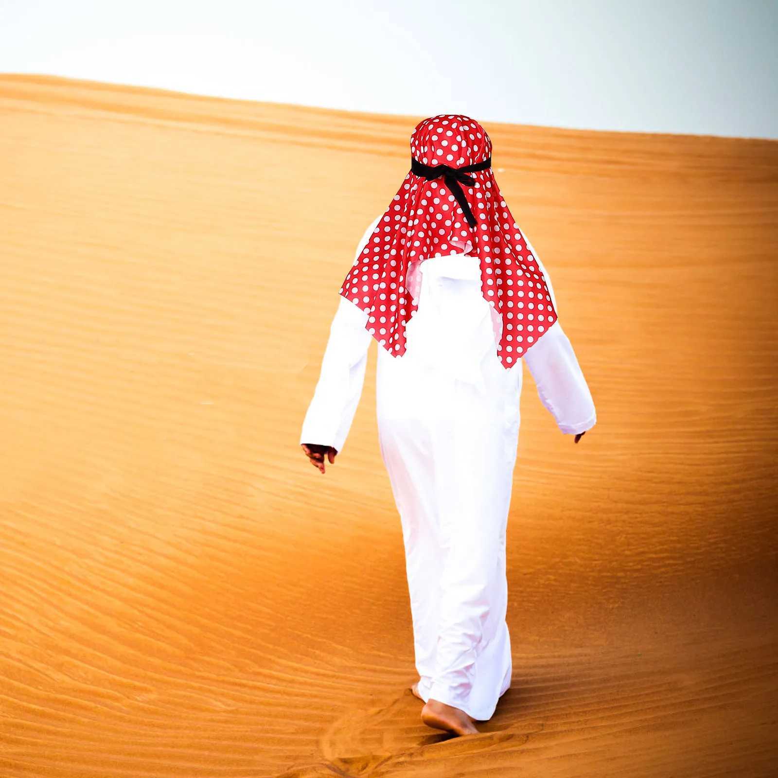 Arabic Red Turban Clothing Scarf Desert Costume for Men Dubai Cosplay Aldult for Men Ethnic Clothes Cosplay Dubai Middle East W251216
