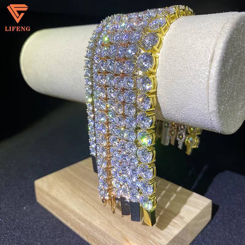Hot Selling 4mm/5mm/6mm/8mm Iced Out Diamond Moissanite Tennis Chain Necklace Gold Plated Hip Hop Jewelry for Women Men Gift