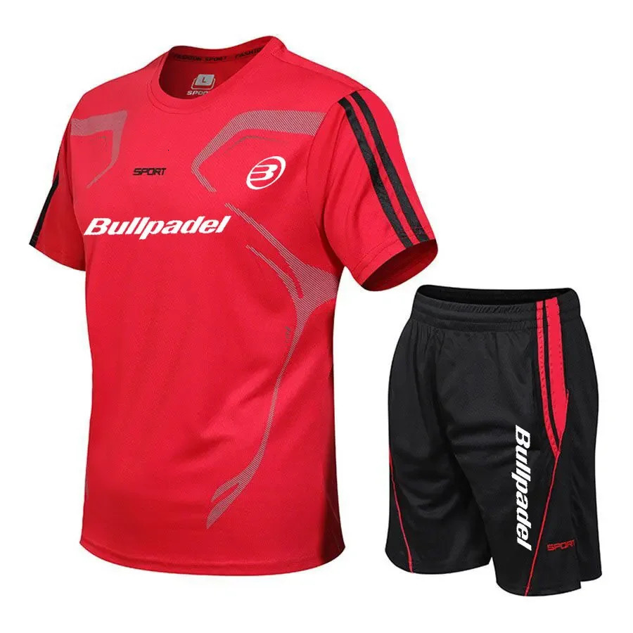 Summer Mens padel sports Sets Breathable Running Short Sleeve T ShirtShorts Tees Tops Quick Drying 2 Piece Set 260416