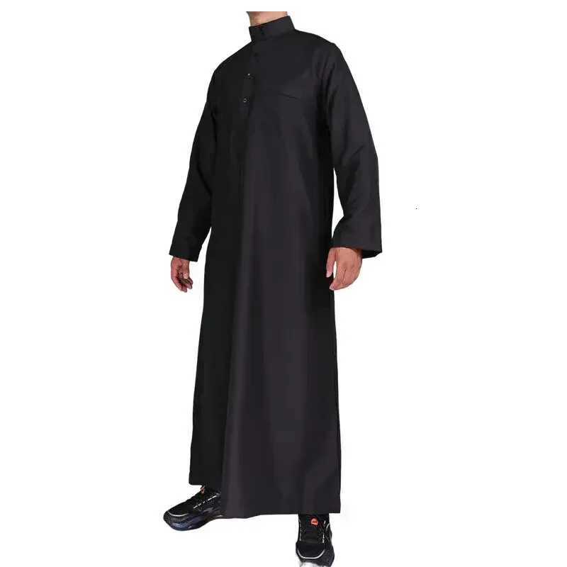 Men Casual Loose Kaftan Muslim Thobe Jubba Dishdasha Thawb Islamic Dress Abaya Arab Plain Color Robe W251216