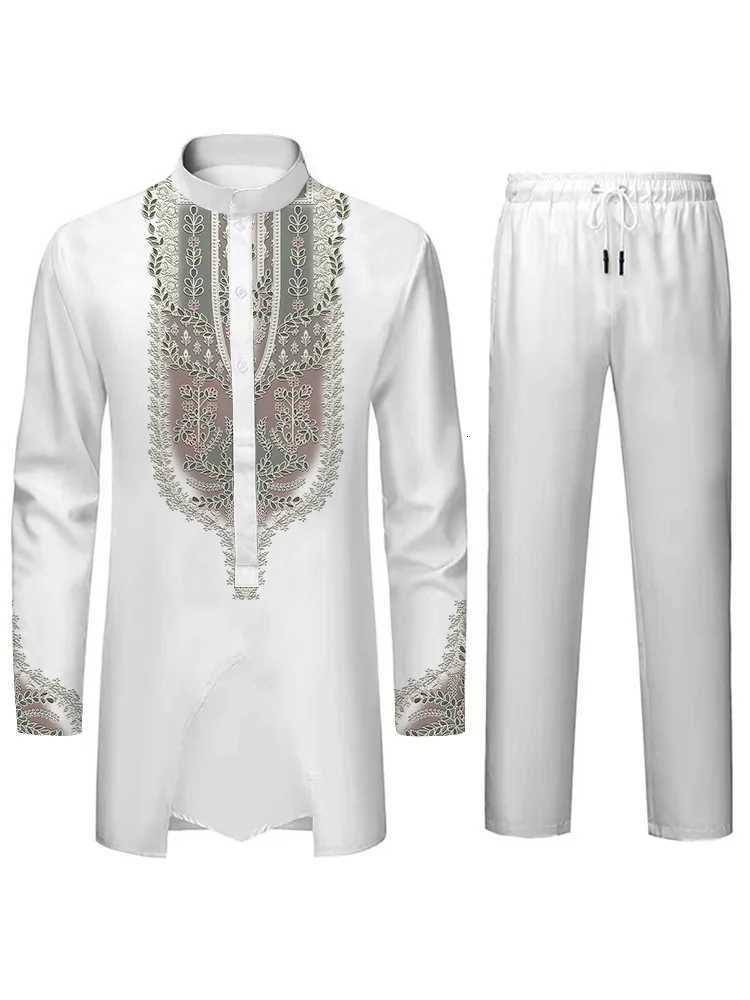 Elegant Fashion Mens Suit Personalized 3D Printed Pattern Islamic Culture Muslim Suit Loose Breathable Two Piece Mens Clothing W251216