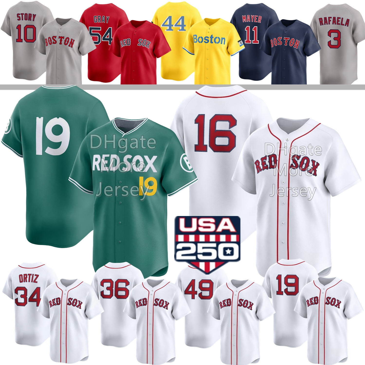 2026 Red Sox Baseball Jersey Roman Anthony Jarren Duran Marcelo Mayer Trevor Story Wilyer Abreu Willson Contreras Casas Harrison Gray Crochet Rafaela Yoshid Suarez