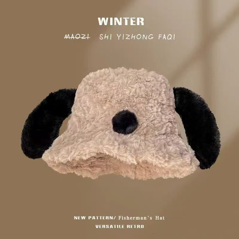Cartoon Ears Plush Peaked Winter Cute Puppy Baseball Thermal Duck Tongue Hat Outdoor Coldproof for Autumn Winter 6XDA 240712
