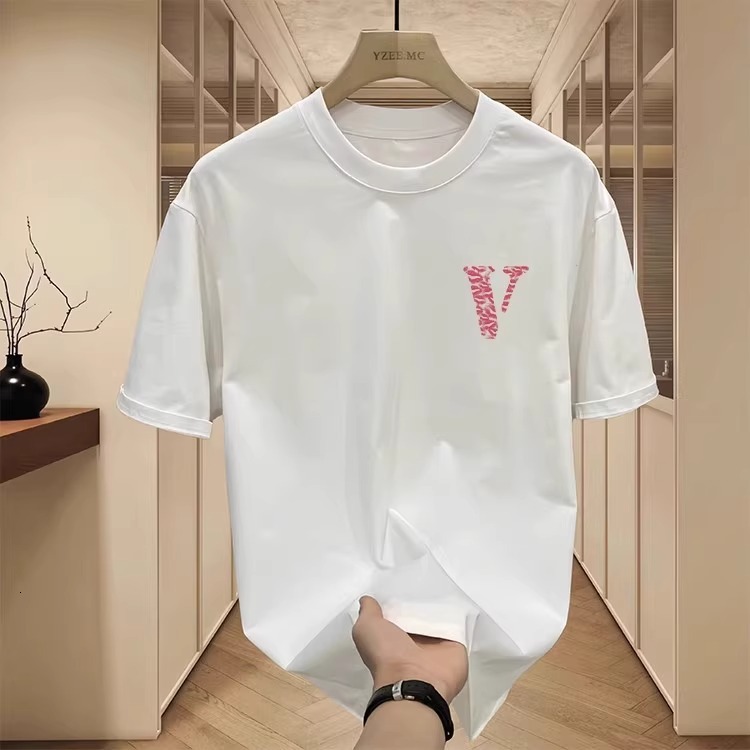 Designer Shirt Men's Pure Cotton Short-sleeved T-shirt Summer New Style Loose Fit Fashionable Brand Round Neck Design Luxurious Casual Half-sleev