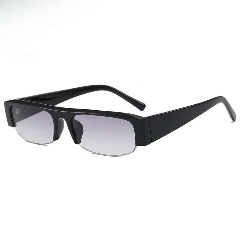 Designer Square Half-Frame Glasses Women Vintage Small Narrow Thick Temple Non-Prescription Eyewear