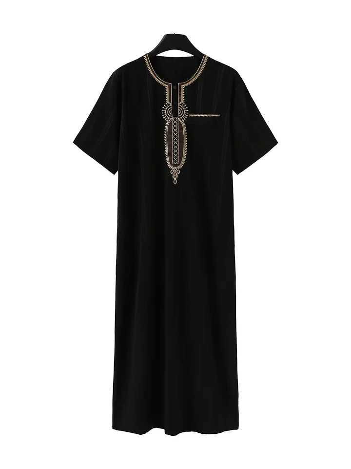 2025 Elegant Retro Muslim Mens Robe round Neck Loose Festival Clothing Moroccan Style Luxury Simple Design for Men W251216