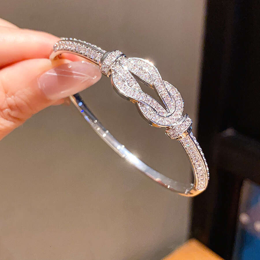 Zirconia Inlaid Knot Wrap Clasp Bracelet, Unique Simple Design, Versatile Wristband, Niche Fashion, High-End Feel Jewelry