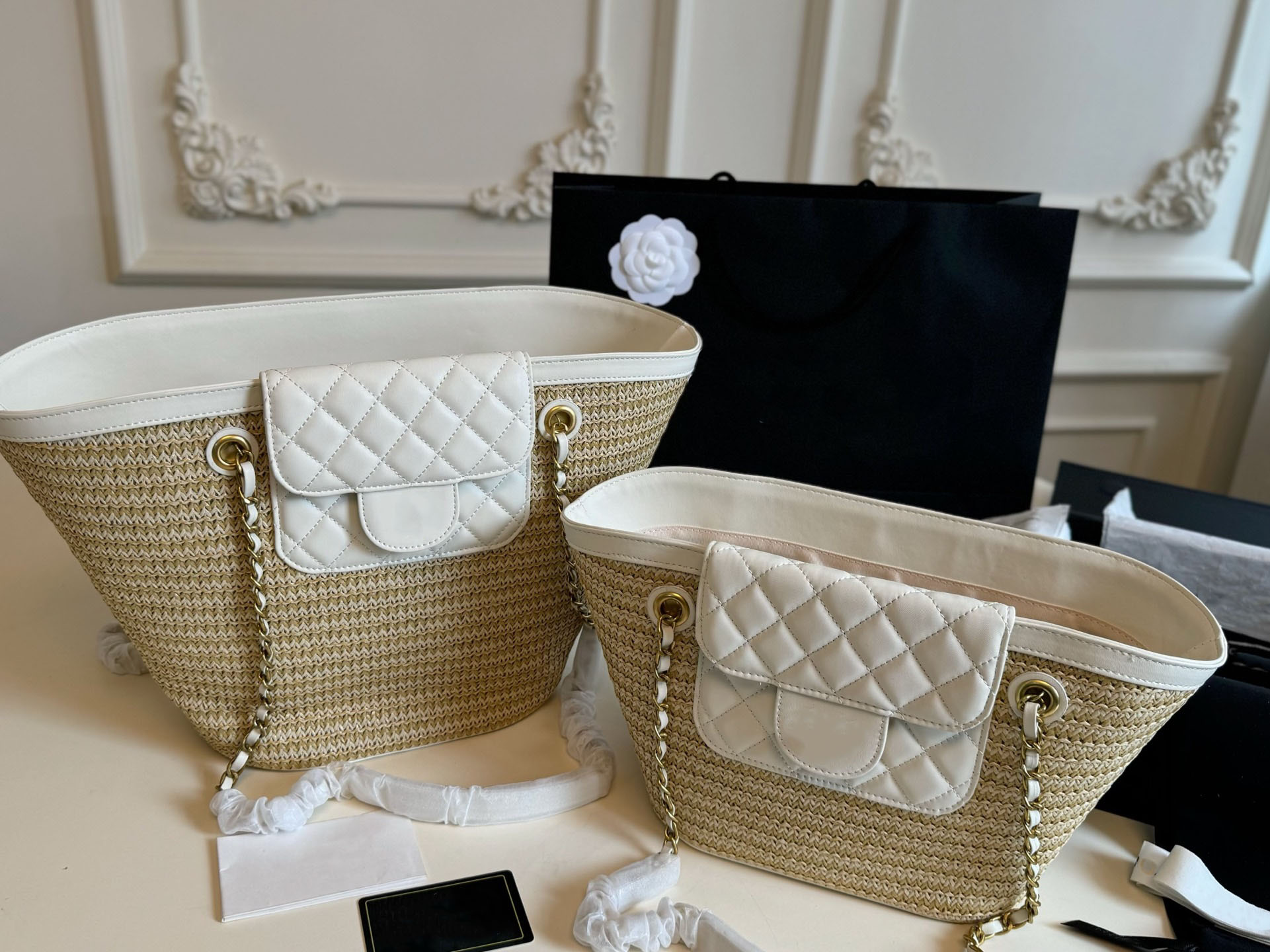 2026Women Luxury Straw Woven Tote Bag NEWDiamond Pattern Large Capacity Shoulder Bag Fashion Vacation Beach Handbag