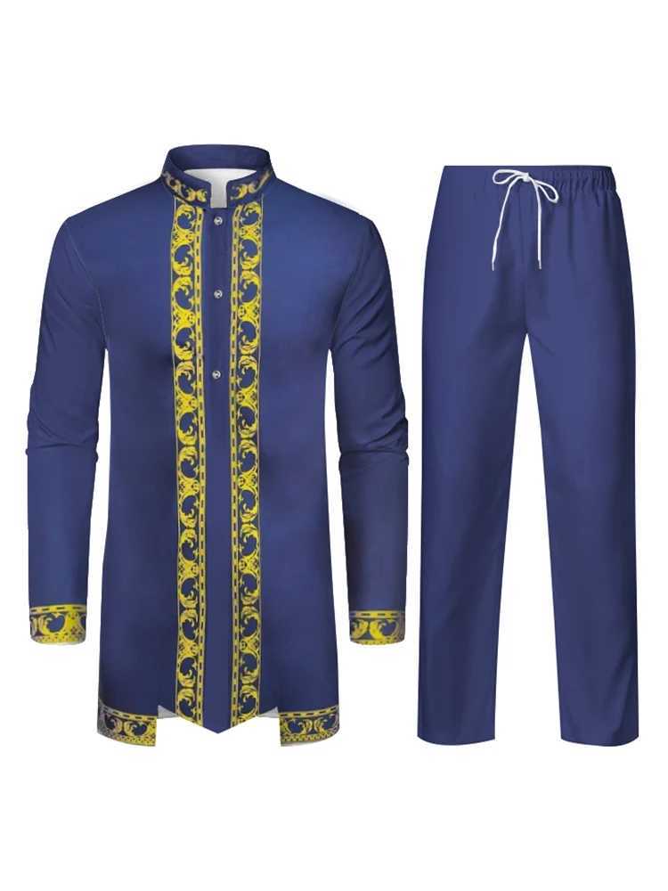 Middle East Traditional Culture Muslim Robe Arab Mens Traditional Clothing 3D Technology Printed Pattern Two Piece Set Clothing W251216