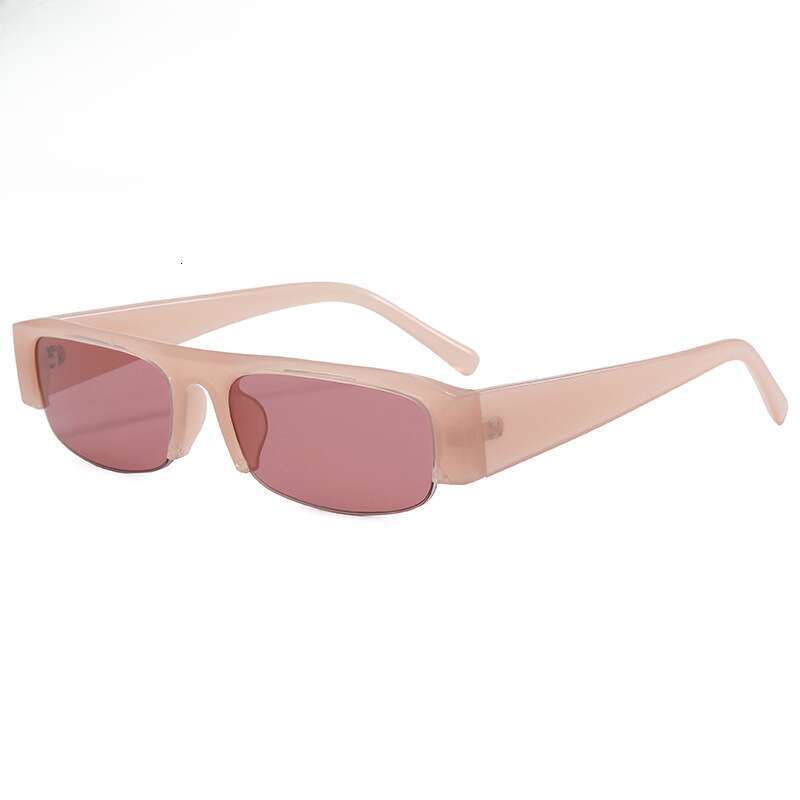 Designer Square Half-Frame Glasses Women Vintage Small Narrow Thick Temple Non-Prescription Eyewear