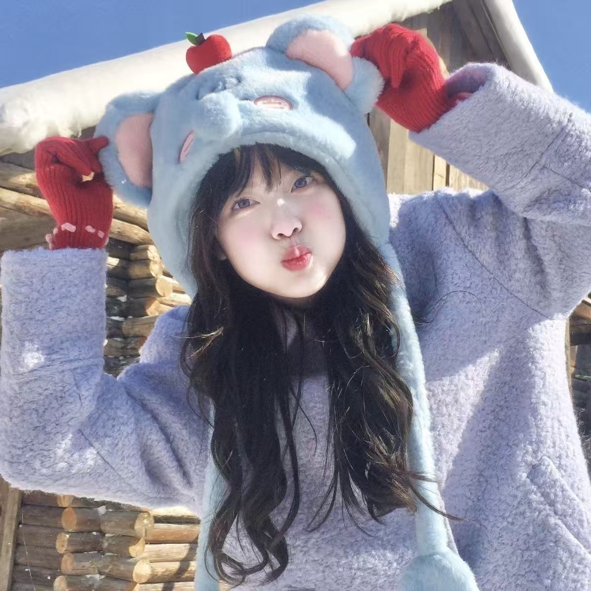 Cartoon Ears Plush Peaked Winter Cute Puppy Baseball Thermal Duck Tongue Hat Outdoor Coldproof for Autumn Winter 6XDA 240712