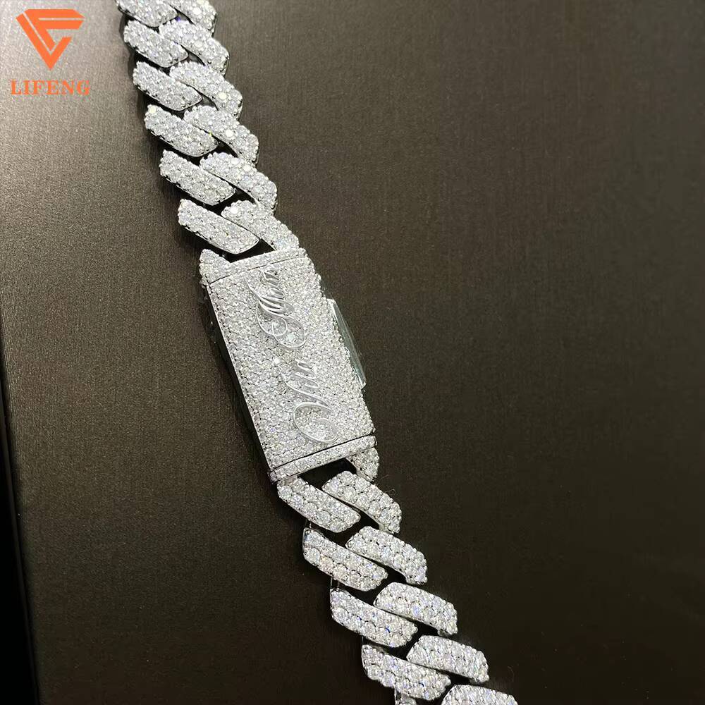 14mm 2row Miami Cuban Link Chain Moissanite Vvs Necklace Diamond Test Ice Custom Chain for Men Hip Hop Cool Jewelry