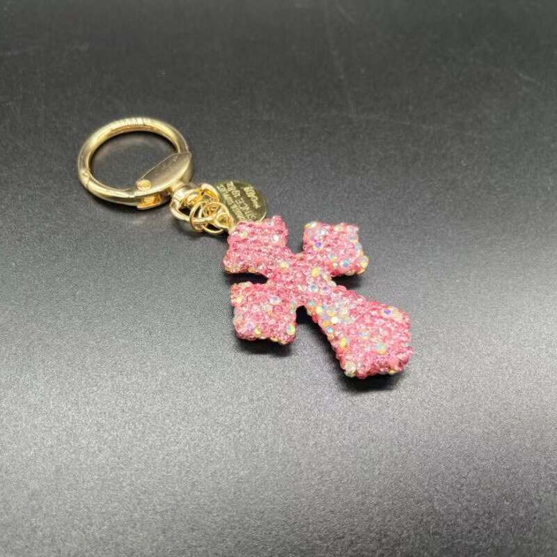 Trendy Personalized Creative With Zodiac Sign Pendant, Car Key Accessory, Metal Wholesale Diamond-Encrusted Cross Keychain