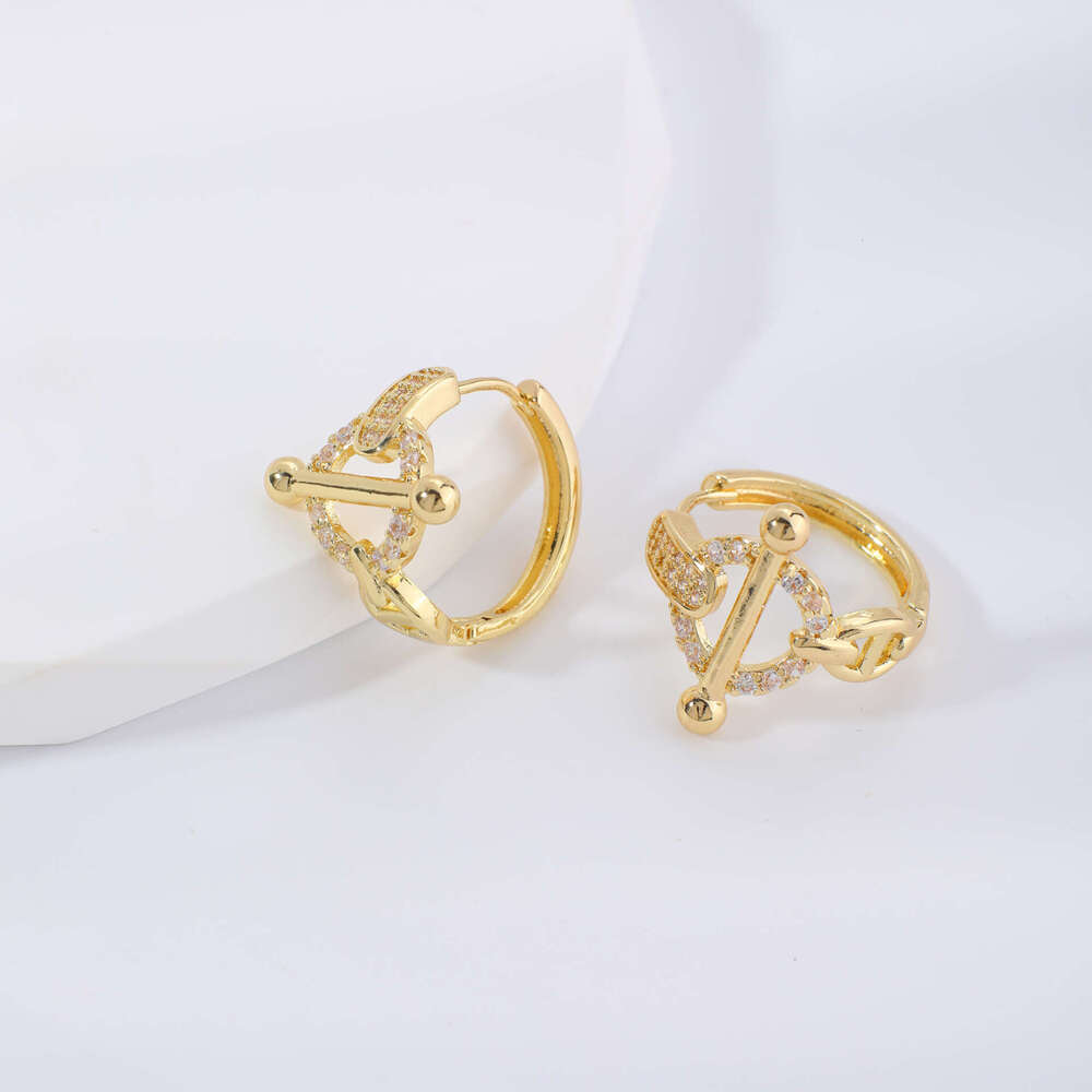 Kashi Autumn New European And American Style O-Shaped Design Irregular Geometric Zircon Earrings Valentine's Day Birthday Gift
